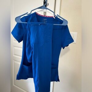 Heartsoul XS Royal blue scrubs (top and pants)